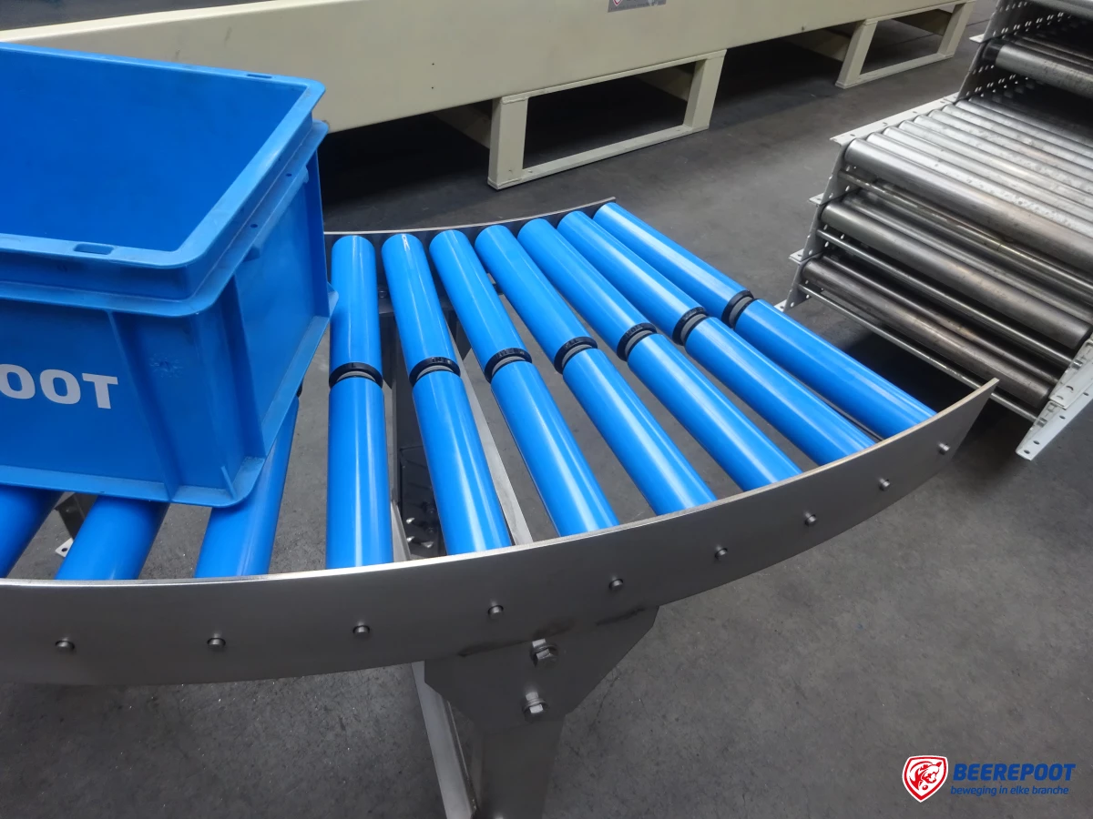 Rollenbaanbochten, RVS, nieuw